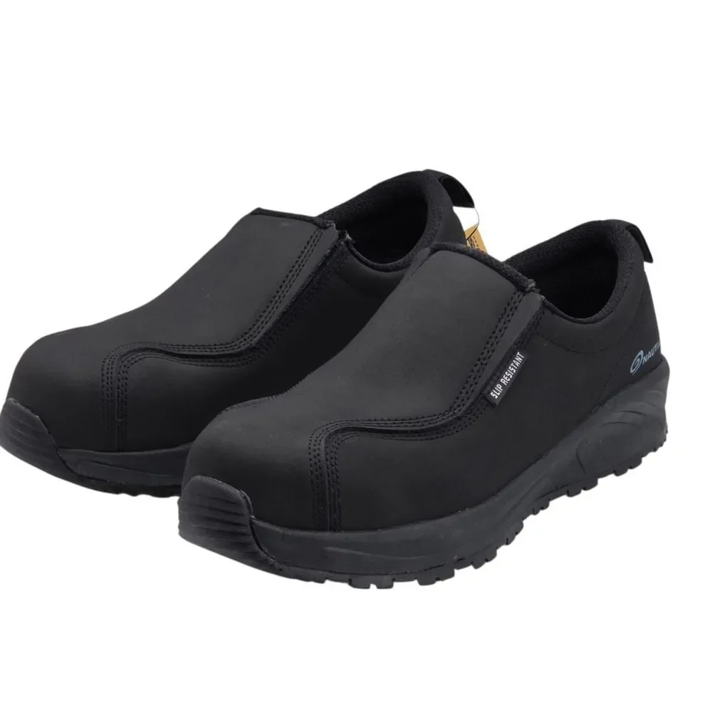 Nautilus N2531 Women's Black Safety Shoes 9.5M Guard Slip‎ On Metal Free Leather